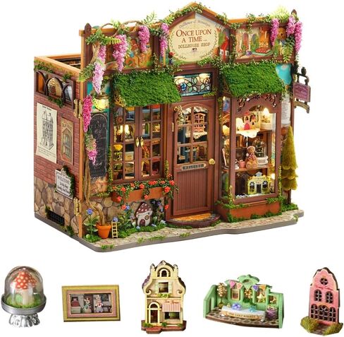 DIY Dollhouse Miniature Kit, Mini Fairy Tale Shop Puzzle Model 1:24 Scale Dolls House Store Furniture Accessories and LED Lights Kid Boy Girl Birthday in Saudi Arabia