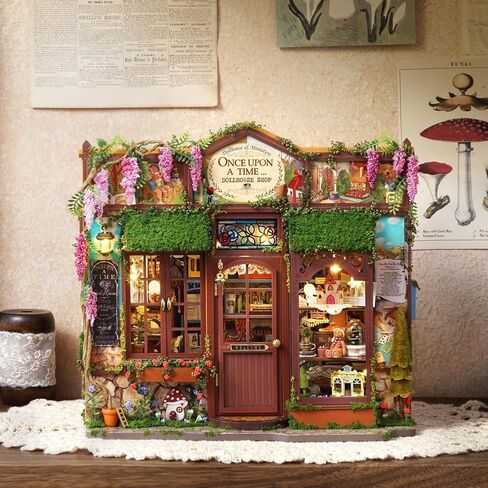 DIY Dollhouse Miniature Kit, Mini Fairy Tale Shop Puzzle Model 1:24 Scale Dolls House Store Furniture Accessories and LED Lights Kid Boy Girl Birthday in Saudi Arabia
