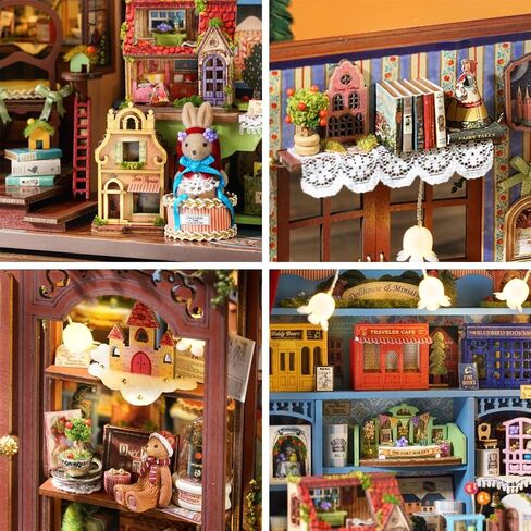 DIY Dollhouse Miniature Kit, Mini Fairy Tale Shop Puzzle Model 1:24 Scale Dolls House Store Furniture Accessories and LED Lights Kid Boy Girl Birthday in Saudi Arabia