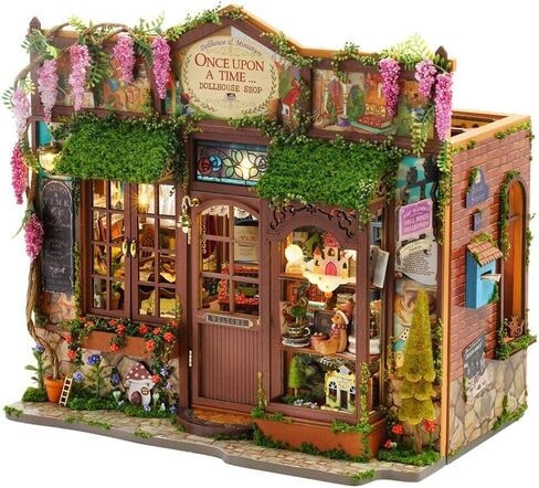 DIY Dollhouse Miniature Kit, Mini Fairy Tale Shop Puzzle Model 1:24 Scale Dolls House Store Furniture Accessories and LED Lights Kid Boy Girl Birthday in Saudi Arabia