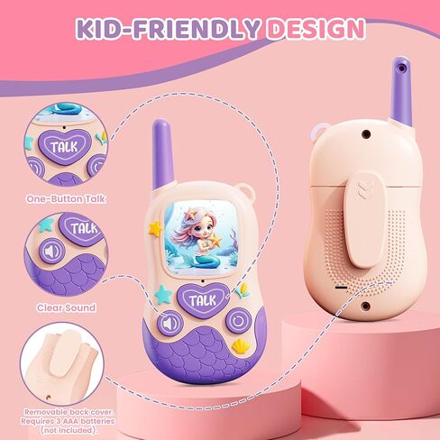 Walkie Talkies Toys for Kids:Mermaid Toys 2 Pack Birthday Gifts for 3 4 5-7 8 Year Old Girls Toy for 4 5 6 7 8-10 Year Old Camping Outdoor Games,Easter Christmas Stocking Stuffers for Girls Kids in Saudi Arabia