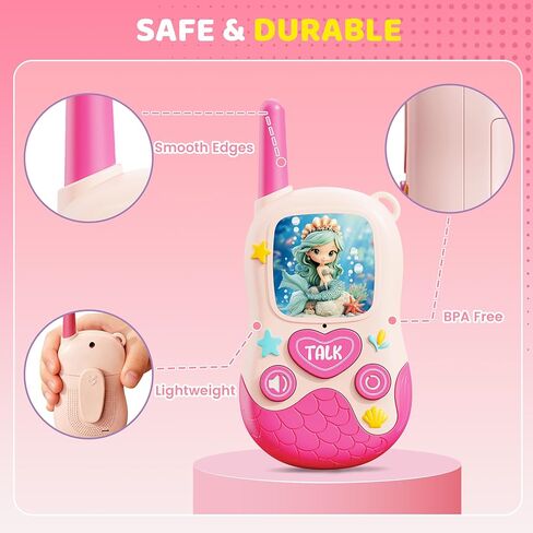 Walkie Talkies Toys for Kids:Mermaid Toys 2 Pack Birthday Gifts for 3 4 5-7 8 Year Old Girls Toy for 4 5 6 7 8-10 Year Old Camping Outdoor Games,Easter Christmas Stocking Stuffers for Girls Kids in Saudi Arabia