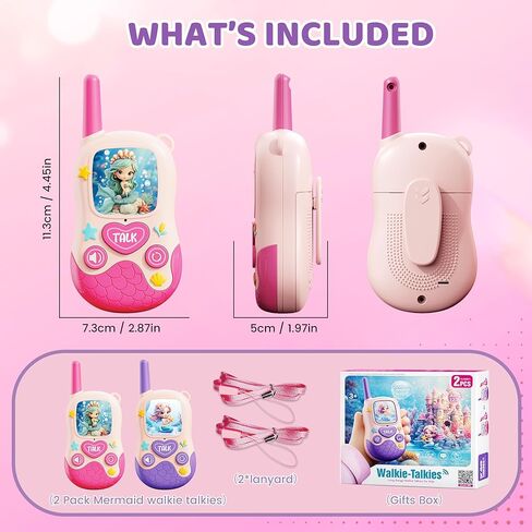 Walkie Talkies Toys for Kids:Mermaid Toys 2 Pack Birthday Gifts for 3 4 5-7 8 Year Old Girls Toy for 4 5 6 7 8-10 Year Old Camping Outdoor Games,Easter Christmas Stocking Stuffers for Girls Kids in Saudi Arabia