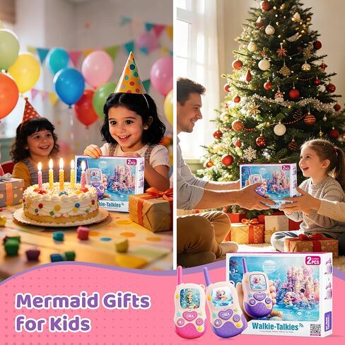 Walkie Talkies Toys for Kids:Mermaid Toys 2 Pack Birthday Gifts for 3 4 5-7 8 Year Old Girls Toy for 4 5 6 7 8-10 Year Old Camping Outdoor Games,Easter Christmas Stocking Stuffers for Girls Kids in Saudi Arabia