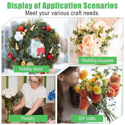 شريطان من الزهور، شريط زهور بيضاء مقاس 1/2 بوصة × 30 ياردة، شريط عريض للزهور لترتيب باقة زهور ملفوفة الجذعية، والصدر، وباقة الزفاف وإمدادات DIY in Kuwait