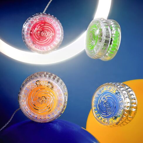 Lenwen 24 Pcs Pulse LED Light up YoYos Responsive YoYo for Kids Beginner with Ball Bearing Axle and LED Lights Trick for Party Games Activities Juggling Gifts, Red Blue Green Yellow in Saudi Arabia