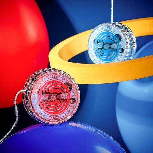 Lenwen 24 Pcs Pulse LED Light up YoYos Responsive YoYo for Kids Beginner with Ball Bearing Axle and LED Lights Trick for Party Games Activities Juggling Gifts, Red Blue Green Yellow in Saudi Arabia