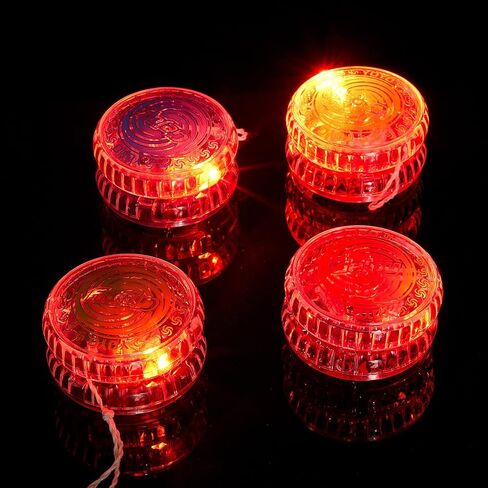 Lenwen 24 Pcs Pulse LED Light up YoYos Responsive YoYo for Kids Beginner with Ball Bearing Axle and LED Lights Trick for Party Games Activities Juggling Gifts, Red Blue Green Yellow in Saudi Arabia