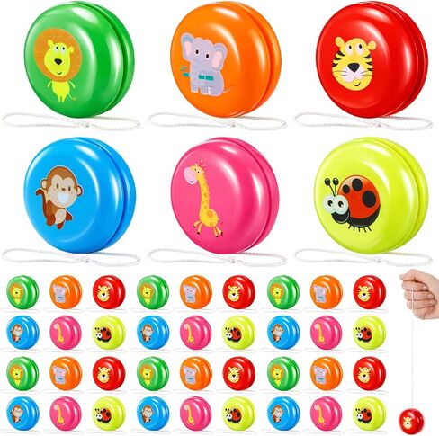 Soulchen 48 Pcs Yo Yo for Kids Bulk Jungle Animal Theme Party Favors Valentines Day Gifts for Kids 3-6 Safari Goodie Bags Stuffers Classroom Prizes Easter Basket Stuffers in Kuwait