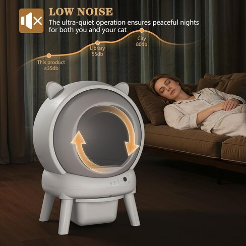 Self Cleaning Litter Box, Automatic Cat Litter Box for Multiple Cats, Auto Litter Box Robot with APP Control, Dual Safety Sensors, Odor Control&Low Noise, Cat Ears Design, Ivory White in Saudi Arabia