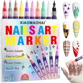 Nail Art Pens Set,2026 New Nail Art Markers For Women, 12 Colors 0.5mm Nail Art Tools for Dotting Drawing Painting Point Liner DIY in Saudi Arabia