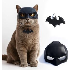 مجموعة قناع الخفافيش وشارة الياقة، إكسسوارات أزياء مضحكة للحيوانات الأليفة للقطط الداخلية، زي البطل الخارق للهالوين، الحفلات التنكرية، التقاط الصور، وهدية لمحبي الحيوانات الأليفة (صغير) in Kuwait