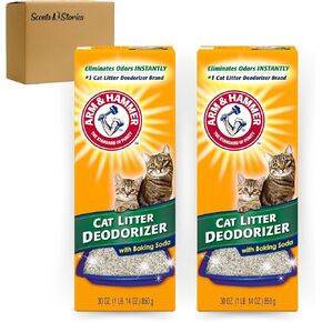 مزيل الروائح الكريهة لفضلات القطط بوزن 30 أونصة Arm N Hammer (عبوة من قطعتين) مع صندوق Scent N Stories، عبوة مزدوجة لنضارة ممتدة ومساحات ذات رائحة نظيفة in Kuwait