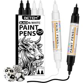 Betem 9 Colors Dual Tip Oil Based Paint Markers Acrylic Paint Pens(0.7mm & 3mm),Permanent,Waterproof,Quick Dry,for Rock Painting,Wood,Plastic,Metal,Canvas,Glass,DIY Crafts,Art Supplies in Kuwait