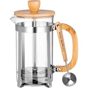 صانع القهوة بالضغط الفرنسي من MERMOO YILAN وعصارة الشاي سعة 20 أونصة من زجاج البوروسيليكات، صانع قهوة صغير خالٍ من البلاستيك للشاي ذو الأوراق الفضفاضة، والشراب البارد ورغوة الحليب، يتضمن ملعقة قياس in Kuwait