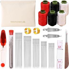 44Pcs Premium Stainless Steel Hand Sewing Needles Kit – 25 Big Eye Steel Needle Set with 10 Threads, Threaders & Thimble for Embroidery, Mending, Quilting & DIY Sewing Projects (44Pcs) in Kuwait