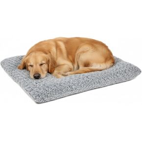 Lafyette. - US Based, Washable Faux Fur Dog Bed, Deluxe Plush Dog Crate Bed, Comfy Kennel Pad, Anti-Slip Pet Sleeping Mat, Soft Cozy Mattress for Large, Medium, Small Size Breed Dogs, 35" x 23", Grey in Saudi Arabia