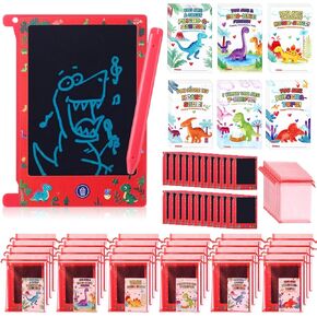 Zonon 24 حزمة هدايا عيد الحب للأطفال الفصول الدراسية 4.4 بوصة كمبيوتر لوحي صغير للكتابة LCD مع بطاقات وحقائب لوح رسم ملون لعيد الحب هدية تبادل الهدايا الجيدة (الفضاء) in Kuwait