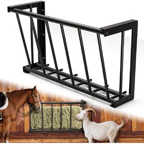 وحدة تغذية القش للماعز، 17 جالونًا من علف الماشية، رف قش الماعز الفولاذي شديد التحمل، حامل بطانية تغذية القش طويل 27 بوصة، مغذيات الماعز المثبتة على الحائط للماعز والخيول والأغنام والاستخدامات الداخلية والخارجية in Kuwait