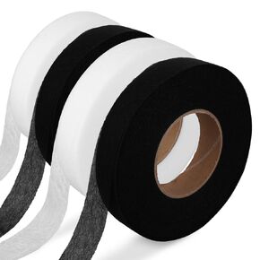 شريط حاشية بطول 280 ياردة للسراويل، 4 لفات حديد على شريط حاشية 3/4 بوصة شريط قماشي لاصق لحرف ستائر الملابس (أسود + أبيض) in Kuwait