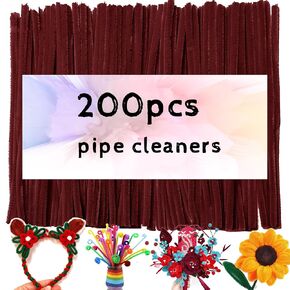 Red Brown Pipe Cleaners for Crafts,200PCS Chenille Stems,Craft Supplies,Thick Chenille Stems Fuzzy Wire Sticks Holiday Decorations and Christmas in Saudi Arabia