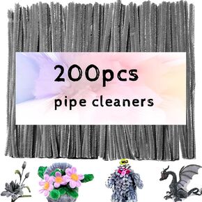 Gray Pipe Cleaners for Crafts,200PCS Chenille Stems,Craft Supplies,Thick Chenille Stems Fuzzy Wire Sticks Holiday Decorations and Christmas in Saudi Arabia