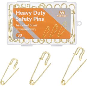 NEEWAY 30pcs Heavy Duty Safety Pins Assorted Sizes (2inch 2.5inch 3inch), Large Safety Pins for Clothes, Leather, Canvas, Blankets, Crafts, Skirts and Kilts (Silver) in Saudi Arabia