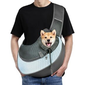 Dog Sling Carrier, Mesh Breathable Puppy Sling with Soft Adjustable Widen Padded Strap, Hand-Free Dog Purse Carriers for Small Dogs Cats, Pet Carrier Backpack for Travel Outdoor, Black in Saudi Arabia