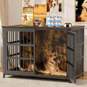 46 '' الكلب قفص الأثاث سلالات كبيرة الكلب قفص بيوت الكلاب لداخل صناديق الكلب الخشبية نهاية الجدول الثقيلة داخلي مزيج قفص للكلاب المتوسطة والكبيرة الجوز in Kuwait