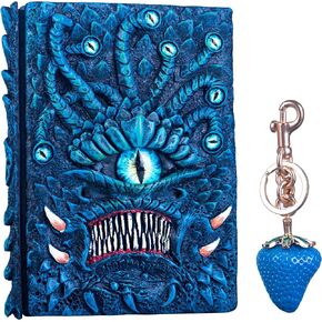 Handmade The Eye Devil of Tentacle Embossed Journal,Resin Engraving Notebook,Blank Paper,Hardcover Travel Diary for Writing,Sketchbook,Collection,Creative gifts,Decoration Diary for Man Woman A5 Size (4 colours) (with Blue Strawberry Keychain) in Saudi Arabia