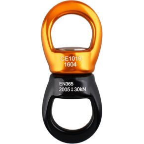 YAPJEB 30kN Swing Swivel، جهاز صامت لدوران 360 درجة معتمد من CE للتسلق، أرجوحة الشجرة، الرقص الجوي، الأرجوحة، حلقة تسلق متوافقة (أسود وأصفر) in Kuwait