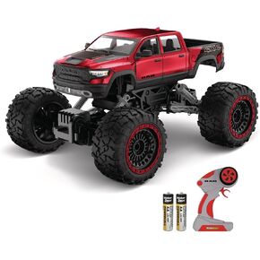 شاحنة بيك اب RC 4WD معدنية ثقيلة RAM 1500 - مقياس 1:14، هيكل معدني مختوم مرخص رسميًا، دفع رباعي 4x4، جهاز تحكم عن بعد كامل الوظائف 2.4 جيجا هرتز، جاهز للتشغيل، شحن USB، أحمر in Kuwait