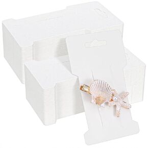 500 PCS Hair Clip Bow Display Cards Hair Barrettes Jewelry Display Holder Rectangle Paper Cardboard for Organizing, 4.5 x 2.5 Inches (White) in Kuwait