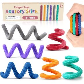 Sensory Fidget Toys for Kids: Textured Silicone Fidget Stick 6 Pack, Sensory Toys for Autism ADHD, Calm Down Travel Airplane Toys, Easter Basket Stuffers in Kuwait