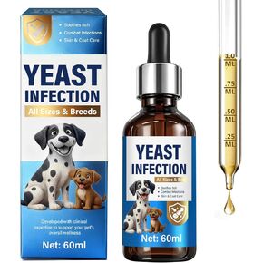 علاج عدوى الخميرة لدعم الكلاب - قطرات علاج عدوى الخميرة الطبيعية للكلاب مع البروبيوتيك والفيتامينات - يخفف من حكة الجلد ولعق المخالب وتهيج الأذن - مكمل صحي للمناعة والأمعاء in Kuwait