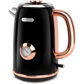 INFOOD Retro Electric Kettle 1.7L/57oz with Thermometer - 1500W Fast Boiling Stainless Steel Hot Water Tea Kettle, BPA-Free, Cordless, Auto Shut-Off, Boil-Dry Protection, White in Kuwait