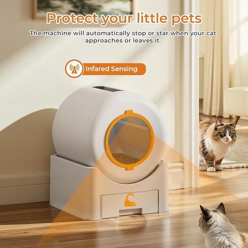Self Cleaning Litter Box, Large Capacity Automatic Litter Box for Multiple Cats, Auto-Empty Cat Pan with App Control, Auto Sensors for Safety Protection, Enhanced Whisper-Quiet Design, White in Kuwait