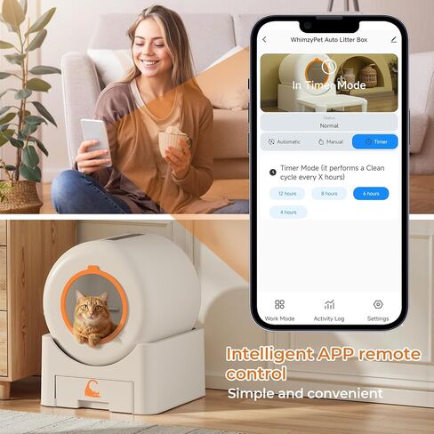 Self Cleaning Litter Box, Large Capacity Automatic Litter Box for Multiple Cats, Auto-Empty Cat Pan with App Control, Auto Sensors for Safety Protection, Enhanced Whisper-Quiet Design, White in Kuwait