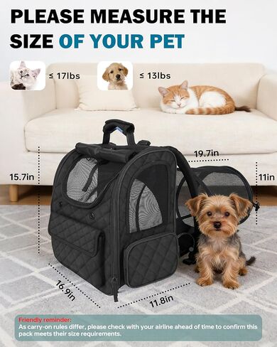Cat Backpack Carrier with Detachable Round Play Tunnel, 2 in 1 Expandable Cat Backpack with Breathable Mesh,Cat Carrying Backpack for Cat 17lbs & Small Dog 13lbs,Black. in Saudi Arabia