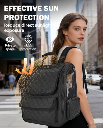 Cat Backpack Carrier with Detachable Round Play Tunnel, 2 in 1 Expandable Cat Backpack with Breathable Mesh,Cat Carrying Backpack for Cat 17lbs & Small Dog 13lbs,Black. in Saudi Arabia