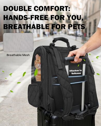 Cat Backpack Carrier with Detachable Round Play Tunnel, 2 in 1 Expandable Cat Backpack with Breathable Mesh,Cat Carrying Backpack for Cat 17lbs & Small Dog 13lbs,Black. in Saudi Arabia