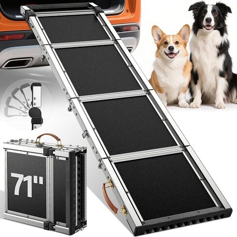 Extra Long 71"Dog Ramp for Car with Adjustable Head, Folding Pet Ramp for Large Dogs with Non-Slip Surface Dog Ramps Up to 200 lb for Car SUV Truck Bed Couch in Kuwait