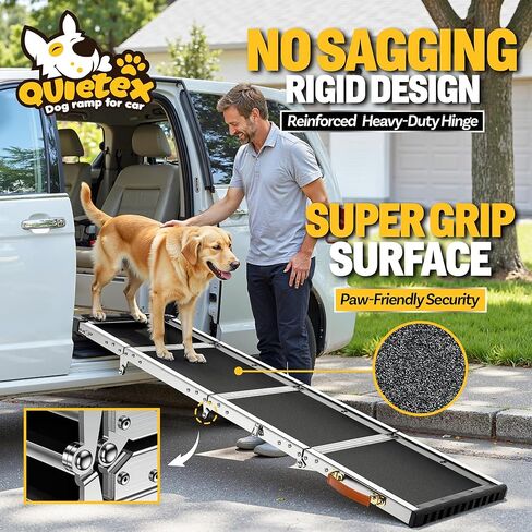 Extra Long 71"Dog Ramp for Car with Adjustable Head, Folding Pet Ramp for Large Dogs with Non-Slip Surface Dog Ramps Up to 200 lb for Car SUV Truck Bed Couch in Kuwait