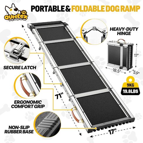 Extra Long 71"Dog Ramp for Car with Adjustable Head, Folding Pet Ramp for Large Dogs with Non-Slip Surface Dog Ramps Up to 200 lb for Car SUV Truck Bed Couch in Kuwait