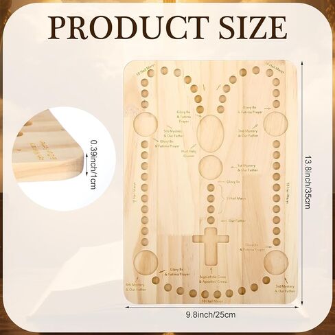 Vicenpal Rosary Making Tray Wooden Cross Bead Boards Religious Rosary Making Supplies 13.8 x 9.8 Inch Beading Design Tray & Organizer for Christian Jewelry Necklace DIY Board Tool in Saudi Arabia
