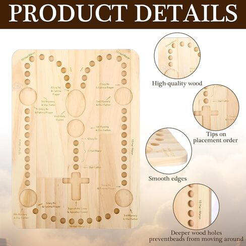 Vicenpal Rosary Making Tray Wooden Cross Bead Boards Religious Rosary Making Supplies 13.8 x 9.8 Inch Beading Design Tray & Organizer for Christian Jewelry Necklace DIY Board Tool in Saudi Arabia