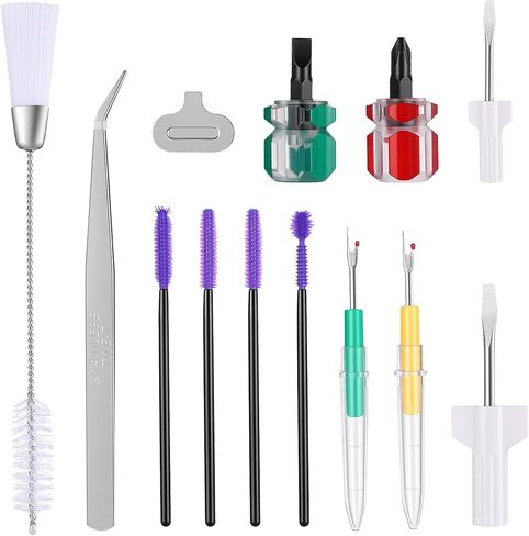 17pcs Sewing Machine Cleaning Kit, Include Rippers Tweezers Screwdriver Double Headed Brush Silicone Brush for Repairing and Sewing Cleaning Machine Tools in Saudi Arabia