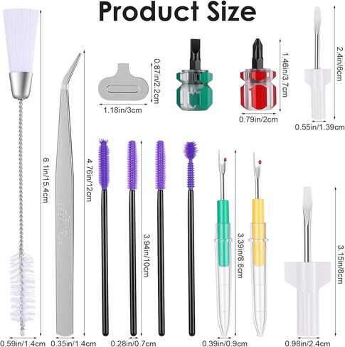 17pcs Sewing Machine Cleaning Kit, Include Rippers Tweezers Screwdriver Double Headed Brush Silicone Brush for Repairing and Sewing Cleaning Machine Tools in Saudi Arabia