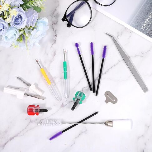 17pcs Sewing Machine Cleaning Kit, Include Rippers Tweezers Screwdriver Double Headed Brush Silicone Brush for Repairing and Sewing Cleaning Machine Tools in Saudi Arabia