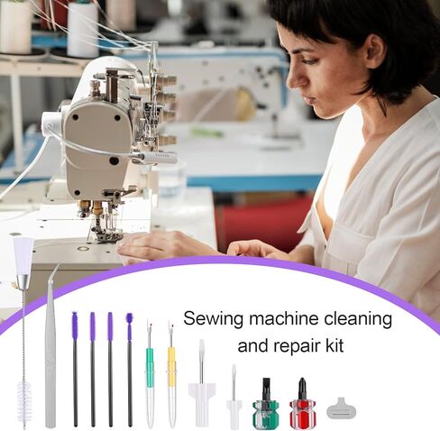 17pcs Sewing Machine Cleaning Kit, Include Rippers Tweezers Screwdriver Double Headed Brush Silicone Brush for Repairing and Sewing Cleaning Machine Tools in Saudi Arabia